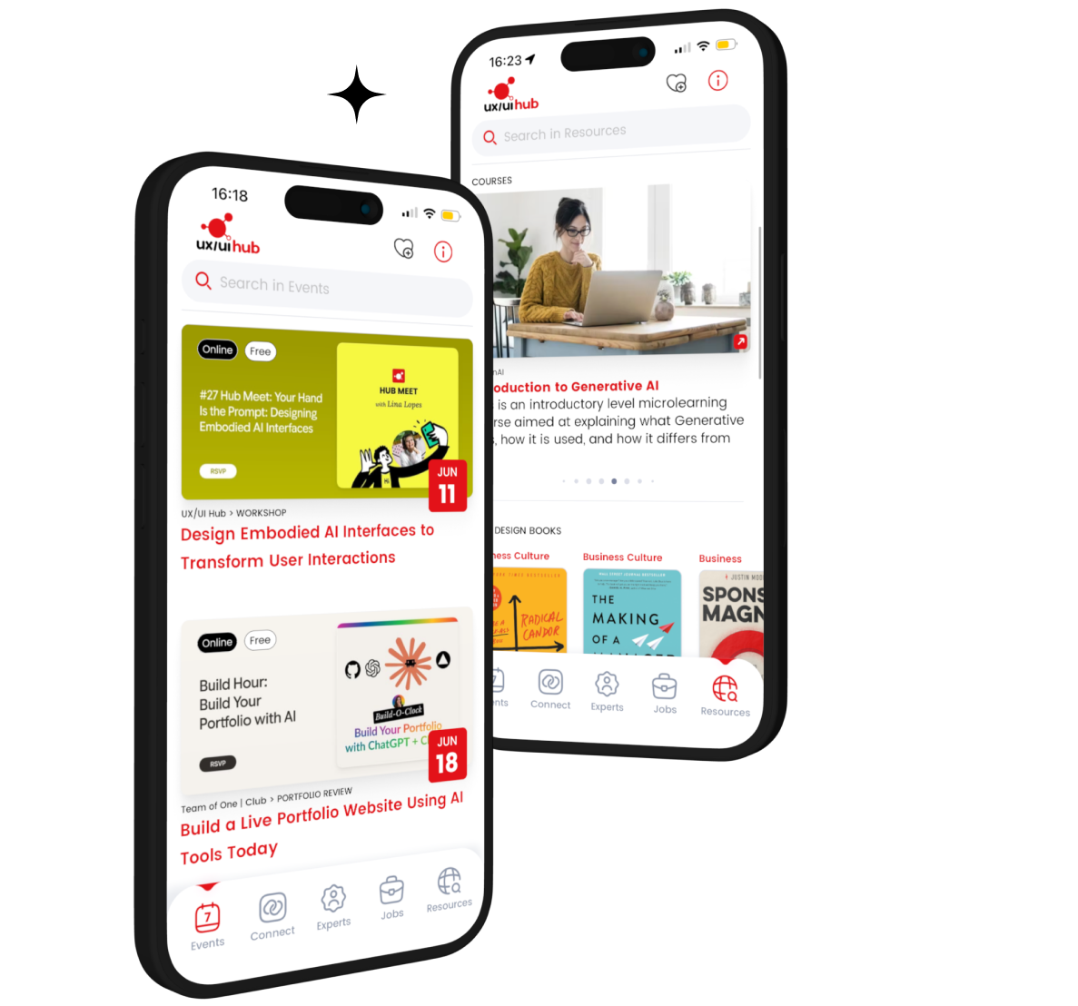 UX/UI Hub app on iPhone