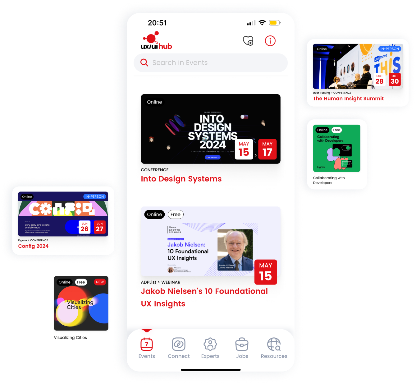 UX/UI Hub events feed: meetups, workshops and conferences