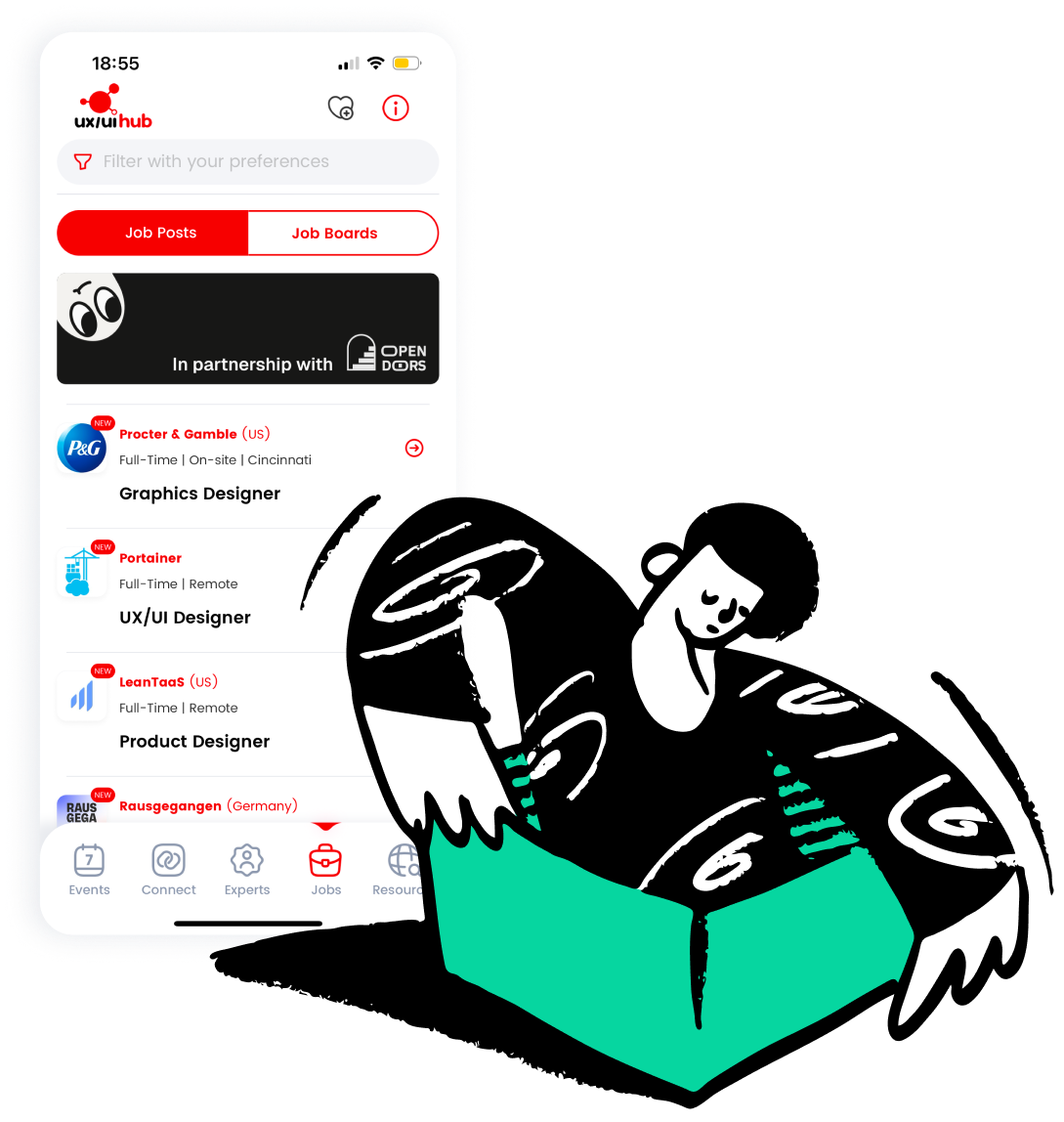 UX/UI Hub jobs board for junior designers