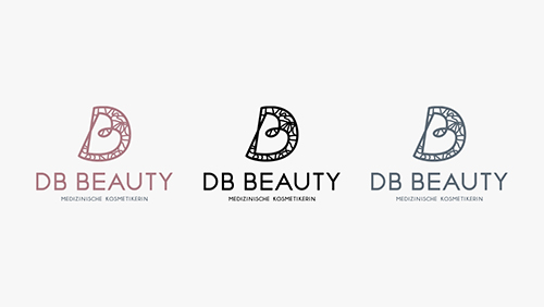 Variations of the B&W, Color and Transparent Logo: DB Beauty Logo